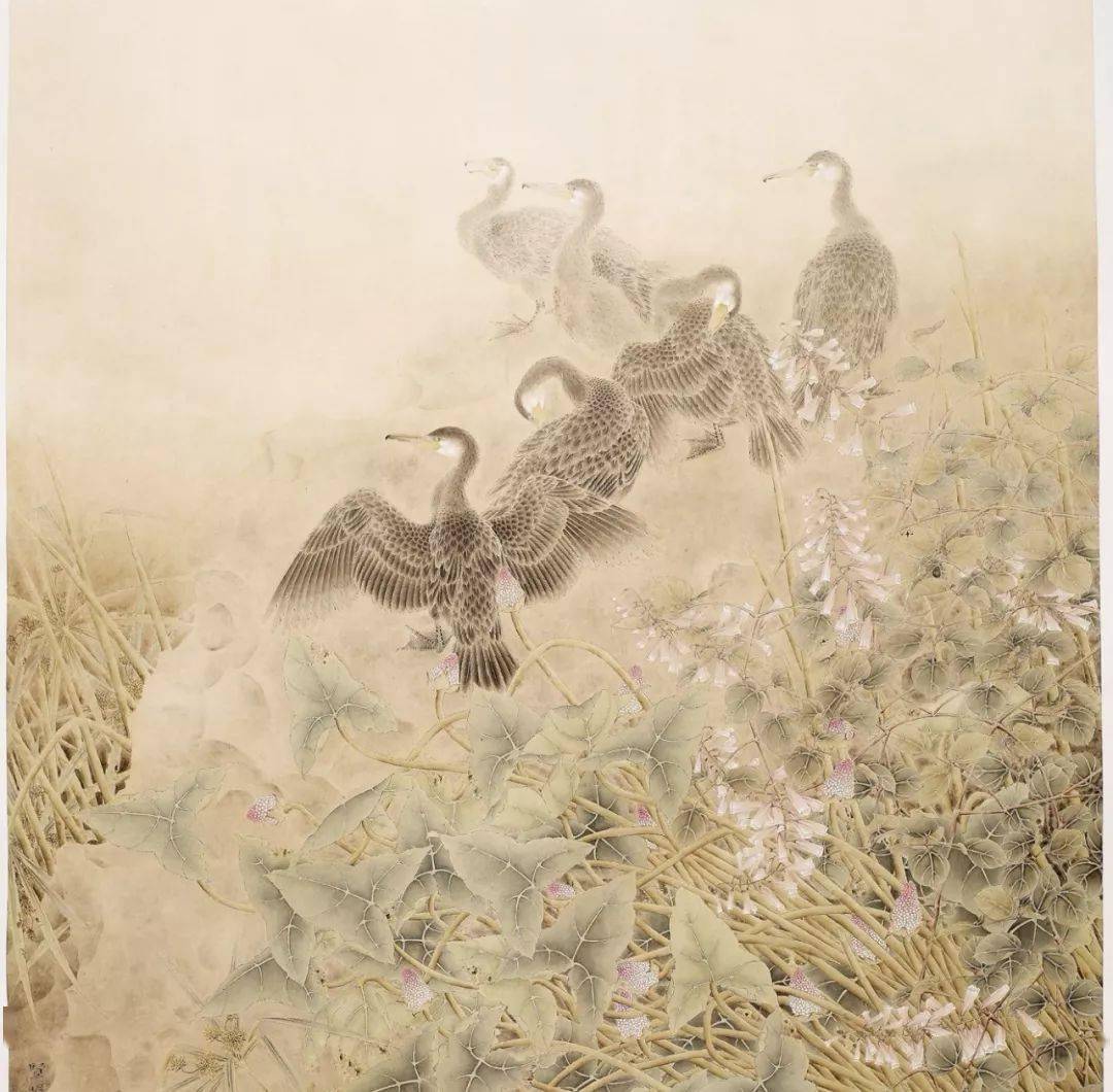 欣赏| 张贤明工笔花鸟画74图,高古典雅,又具现代审美追求!