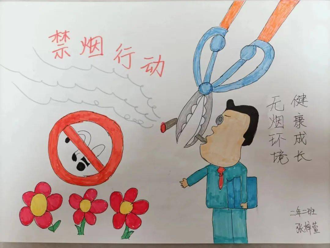 儿童禁烟宣传画简笔画图片