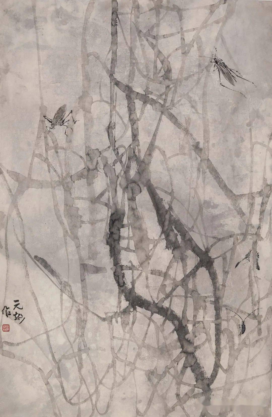 麻元彬 疏窗新雨 67cm×46cm 纸本水墨 2021年许晓彬 清趣 35cm×47cm