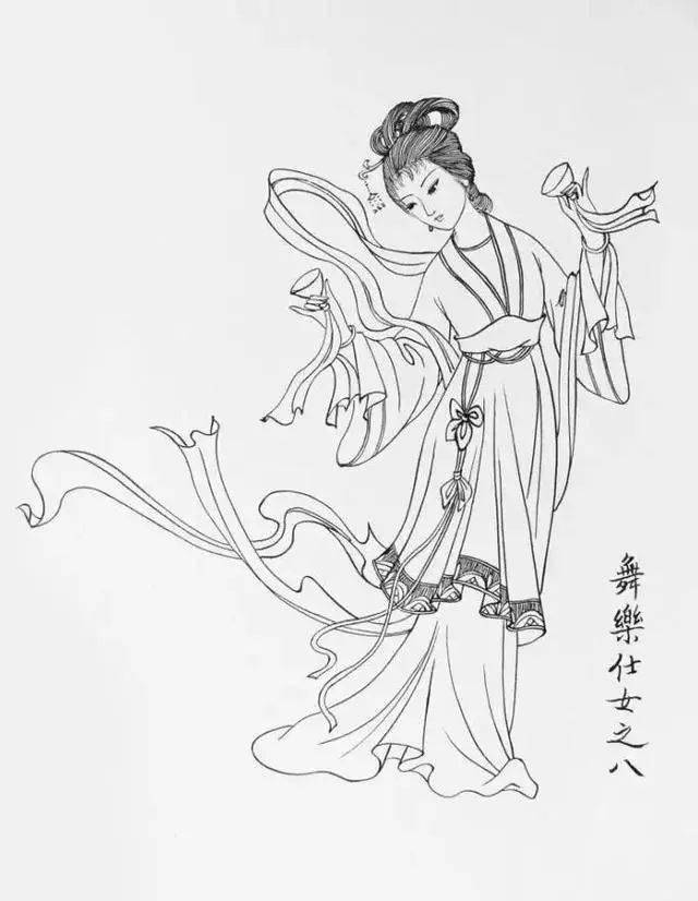 黑白线稿中国古风白描画人物白描画稿赶快收藏