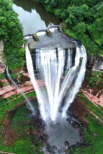 水口寺飞瀑衫子坪瀑布土地岩瀑布