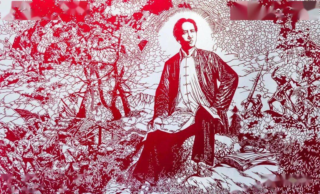 《西江月 · 井冈山》(局部)信州区博物馆剪纸是一种用剪刀和刻刀在纸