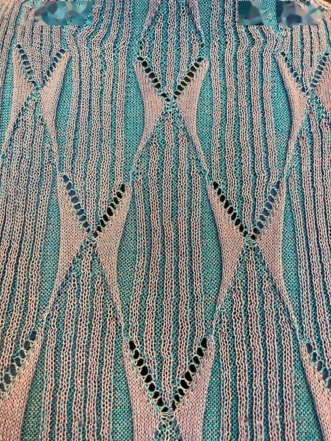 正反针组织结合添纱组织织片2正反针组织织片1组织织片添纱组织的织物