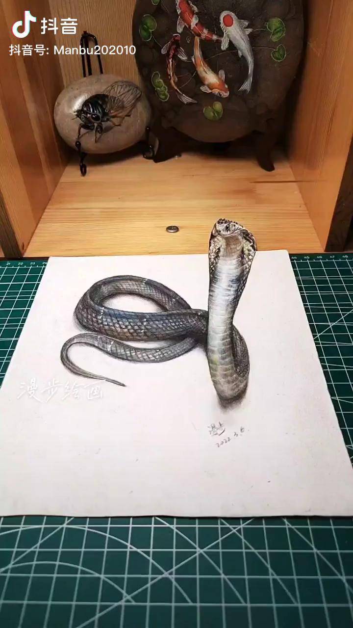 立体画教程3d画蛇图片