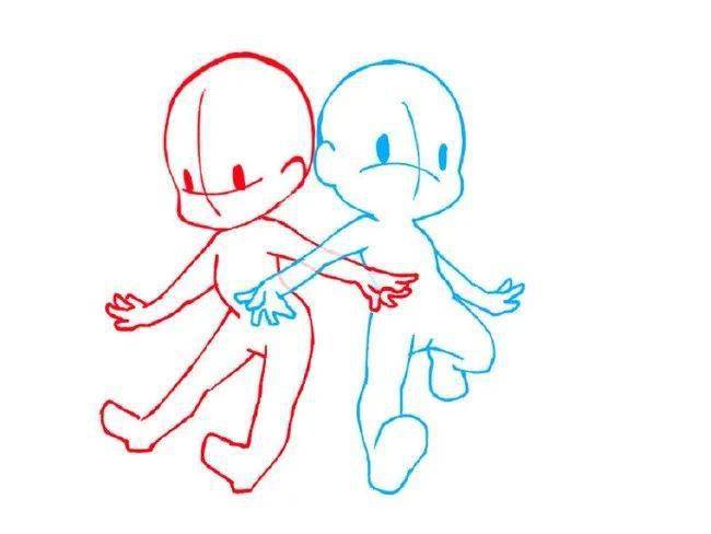 【绘画参考】3-4头身q版人物互动参考,画师:猪口零斗 (pid:493108)