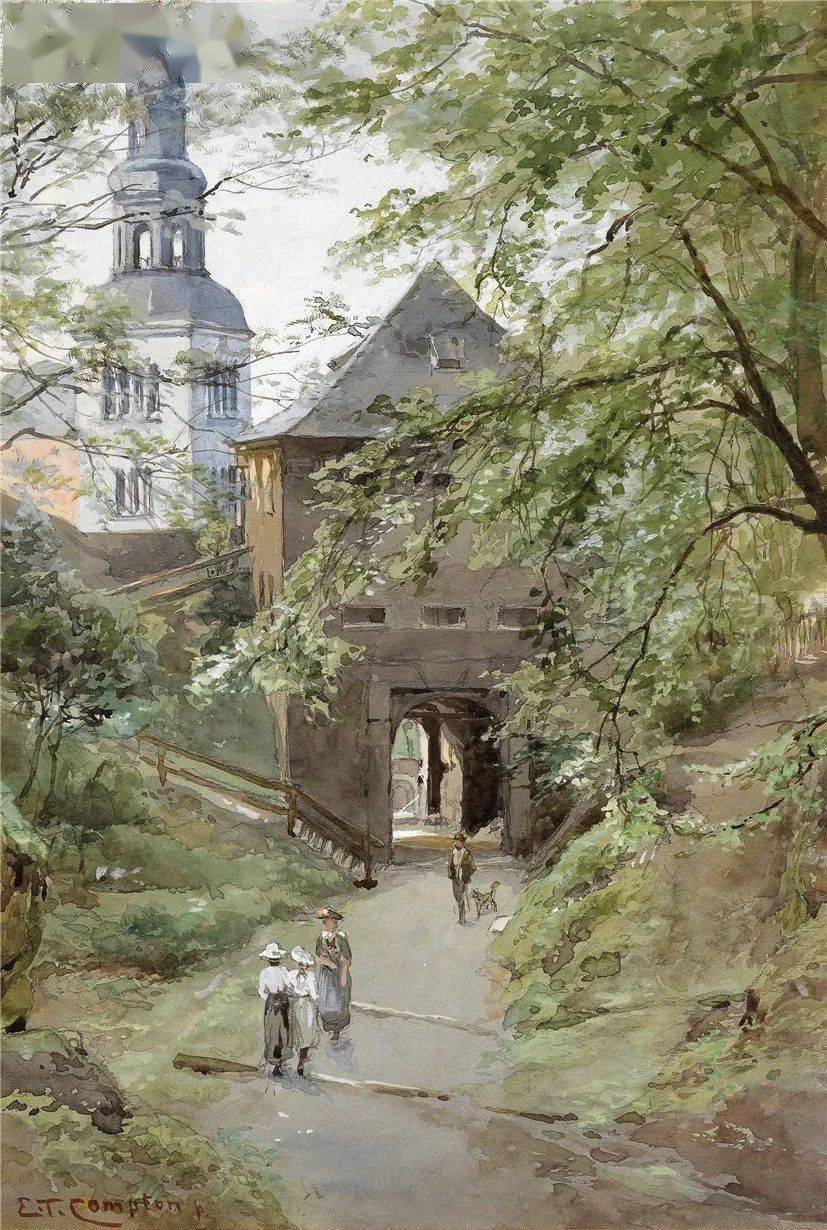 英国艺术家爱德华·西奥多·康普顿的清新唯美风景油画作品欣赏