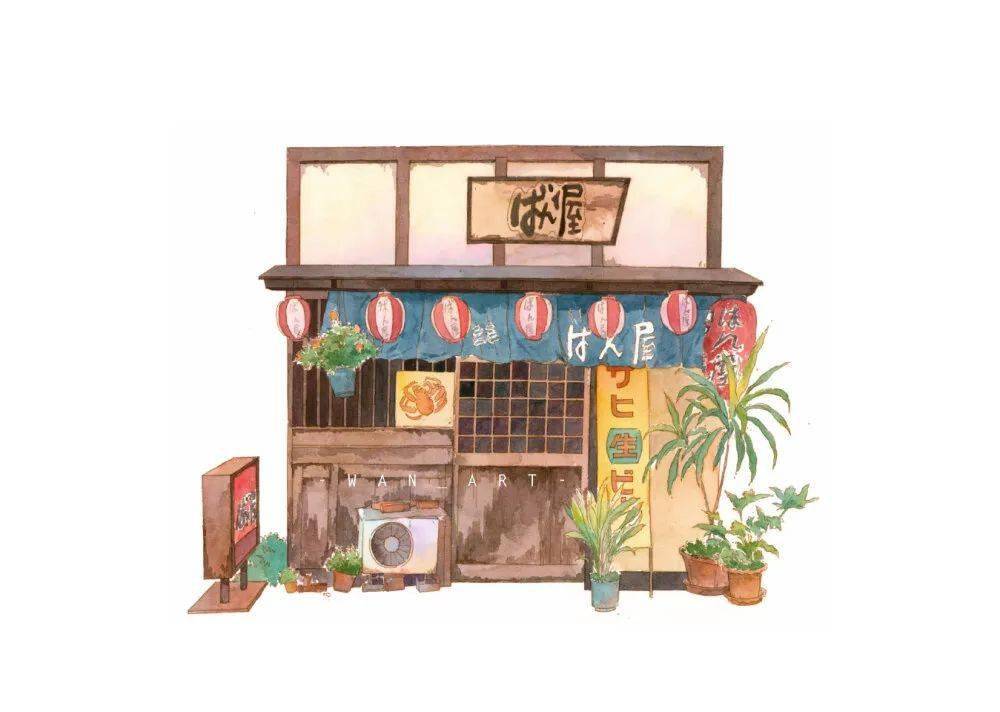 清新的和风水彩建筑来自wanart676767的建筑手绘欣赏