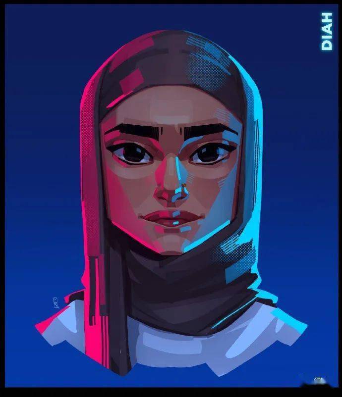 夜店风厚涂手绘头像这光感无敌了