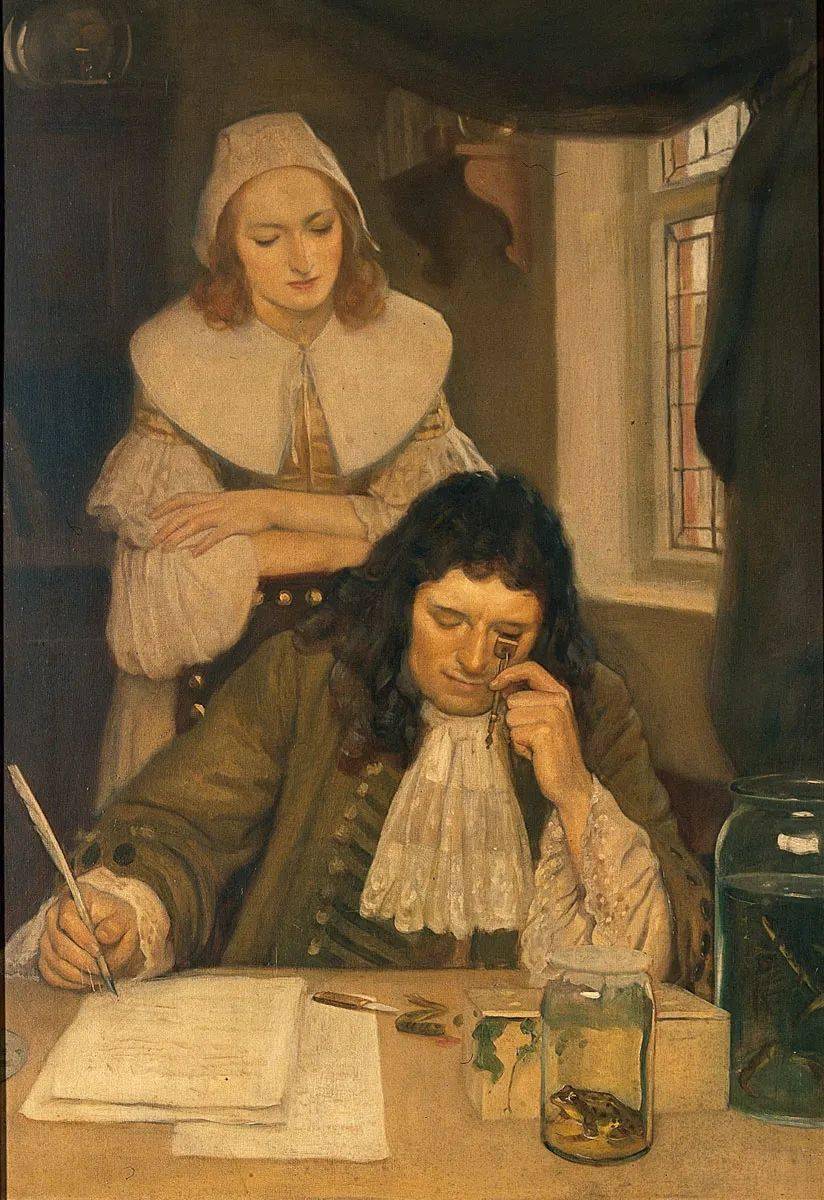 列文虎克所使用的显微镜.