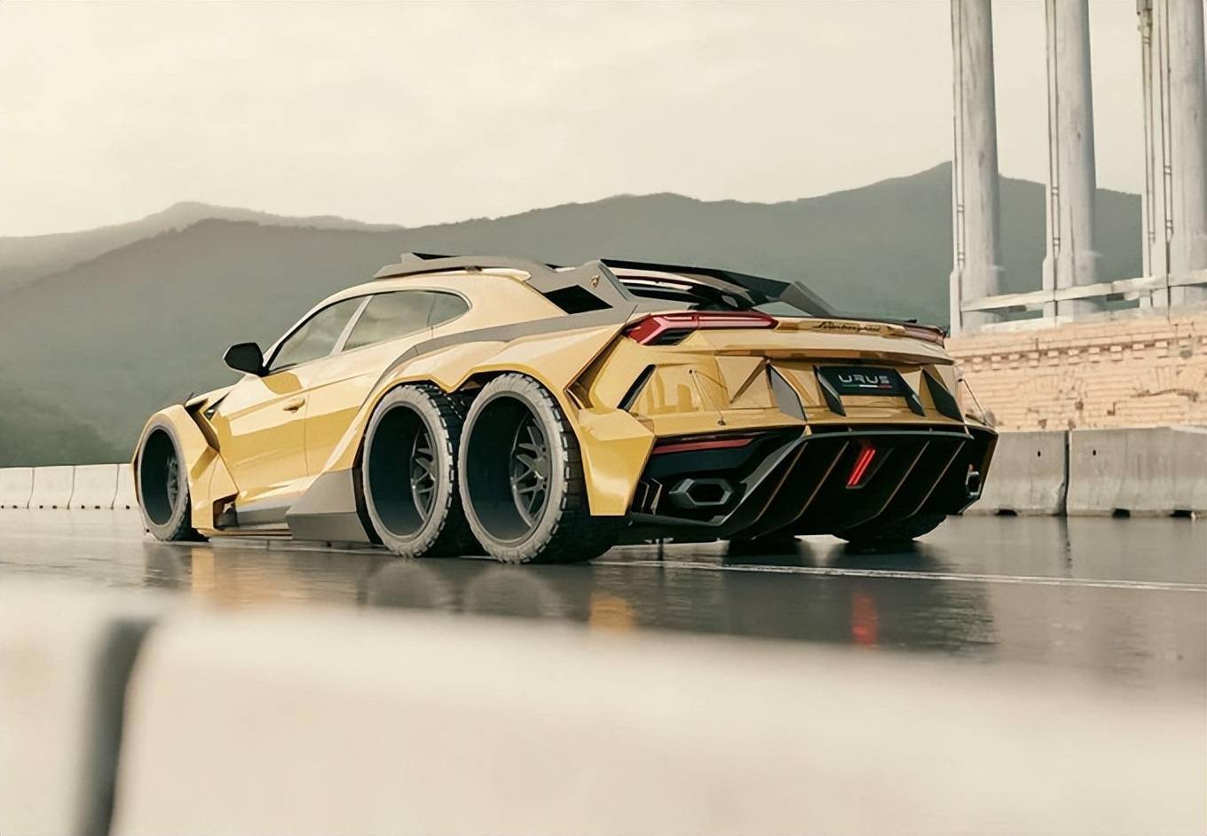 兰博基尼urus 6×6皮卡,门式车桥配空气悬架,低趴宽体造型