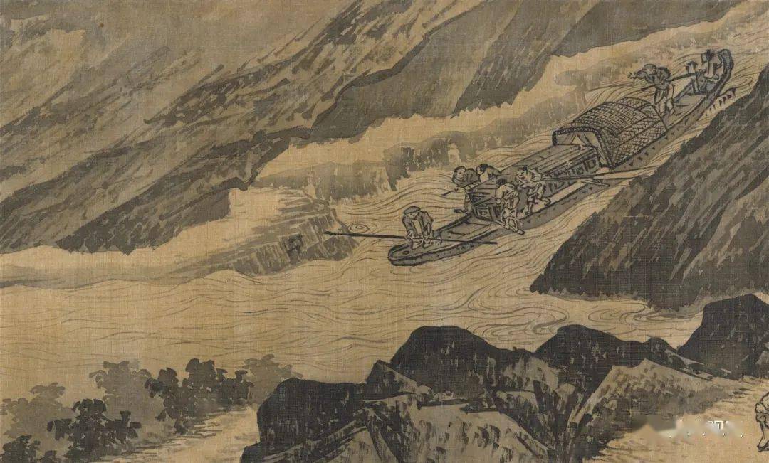 (传) [南宋] 夏圭 长江万里图(局部) 绢本设色 26.8×1115.