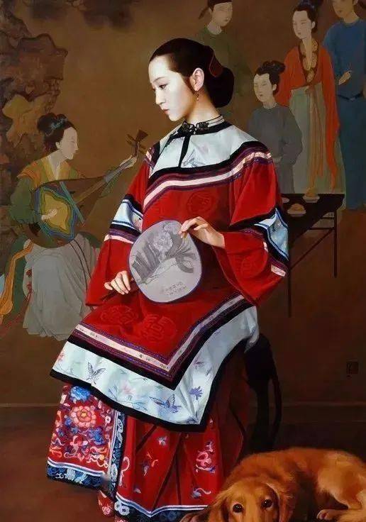 油画家薛雁群笔下的人物油画中的中式女子身段曲线柔美,凹凸有致.