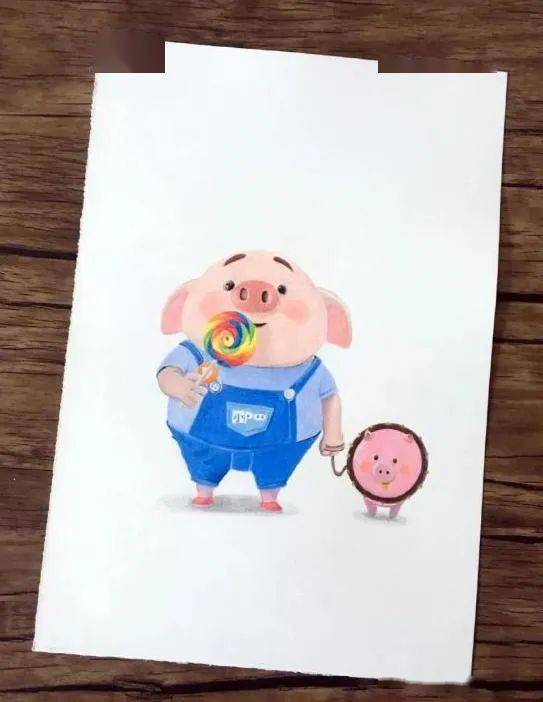 彩铅教程:猪小屁的画法步骤_用色_面部_猪猪