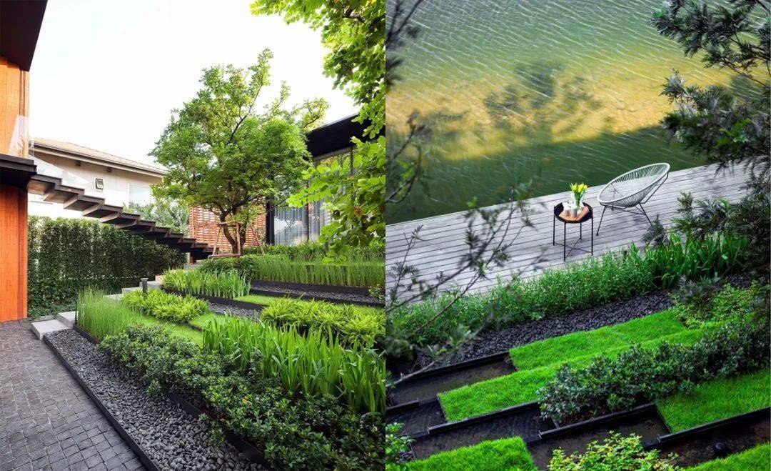 绿化郁郁葱葱构建了通用的花园景观连接了所有室内空间中央庭院通过