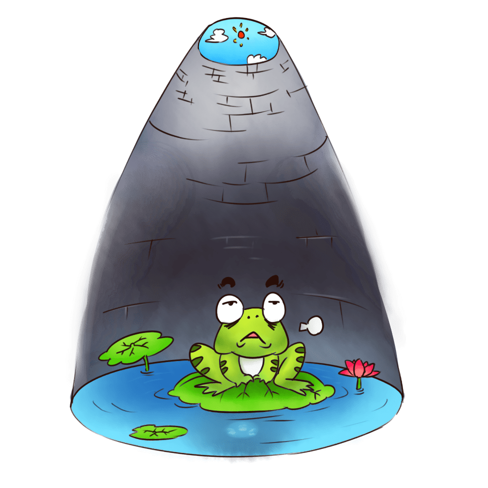 井底之蛙简笔画 彩色图片