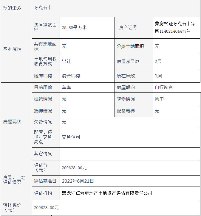 標的位於牙克石市,根據委託方提供的評估報告及相關資料顯示房屋建築