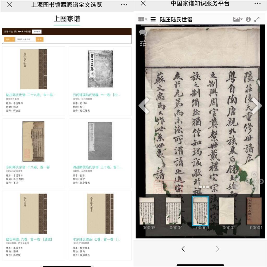 上图持续开放馆藏资源供市民线上查家谱 服务平台 支持 文献