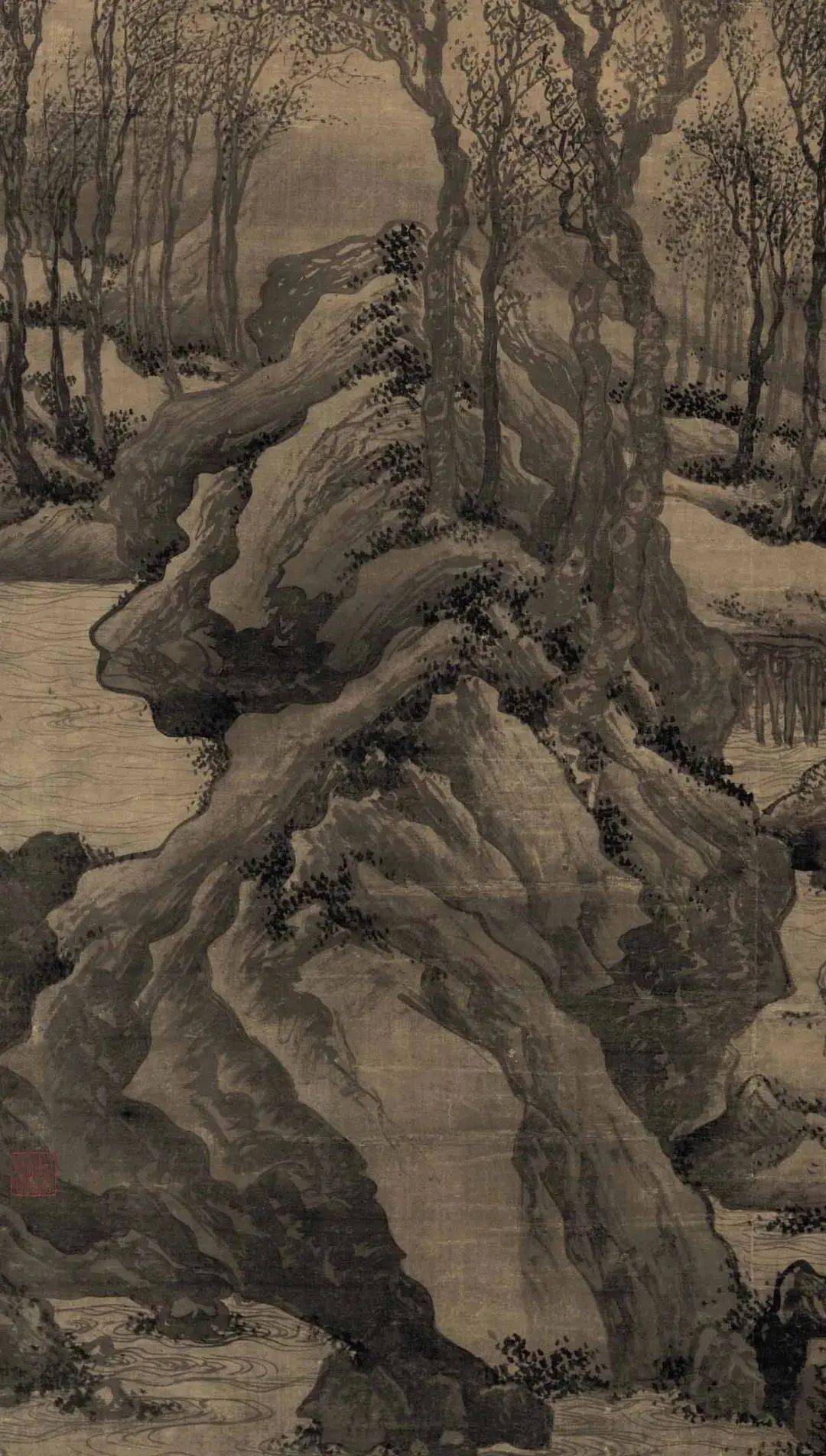 唐寅《步溪图》_周善_书画_山水画