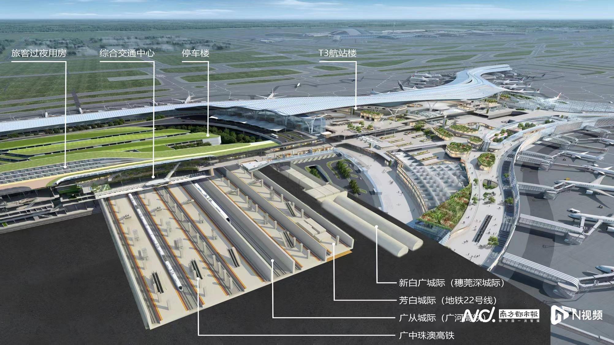 白云机场T3交通枢纽轨道交通预留工程刷新进度