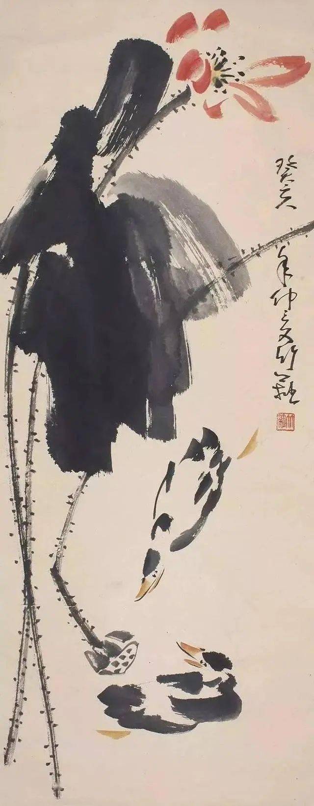 这大写意荷花,几笔墨色,耐人品味_墨荷_一生_花鸟画