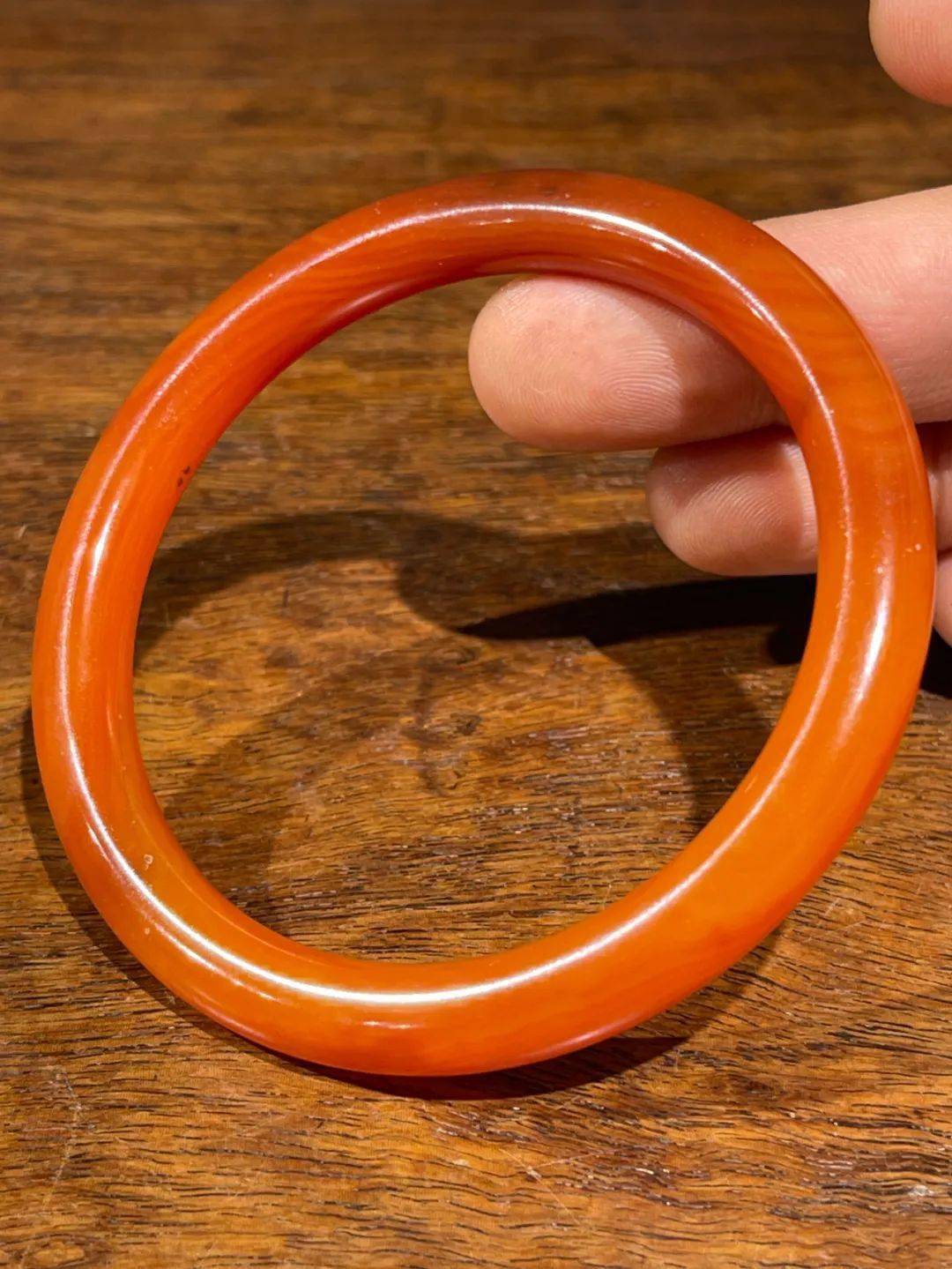 02保山南红玛瑙老手镯扫二维码收藏【老甘南南红扁豆形珠长串】尺寸