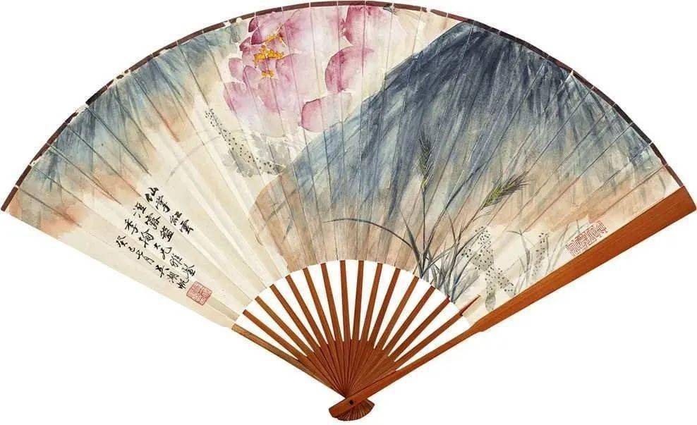 没骨荷花扇面,美醉了_吴湖帆_高清_经典