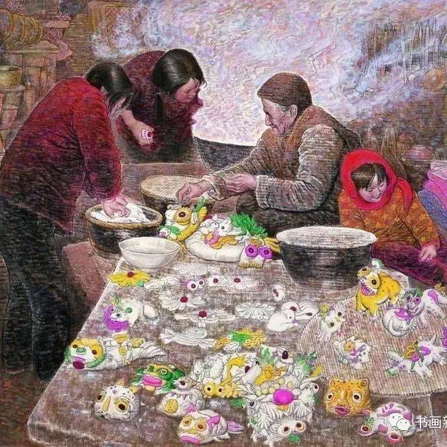 一组优美的乡土画作_孙孙_奶奶_山花