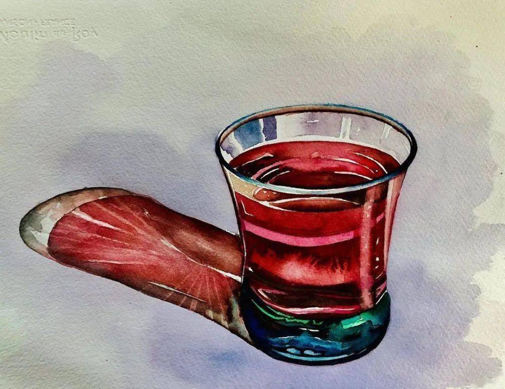 水彩下的玻璃质感,他将清透感表现得出神入化!_光影_色彩_绘画