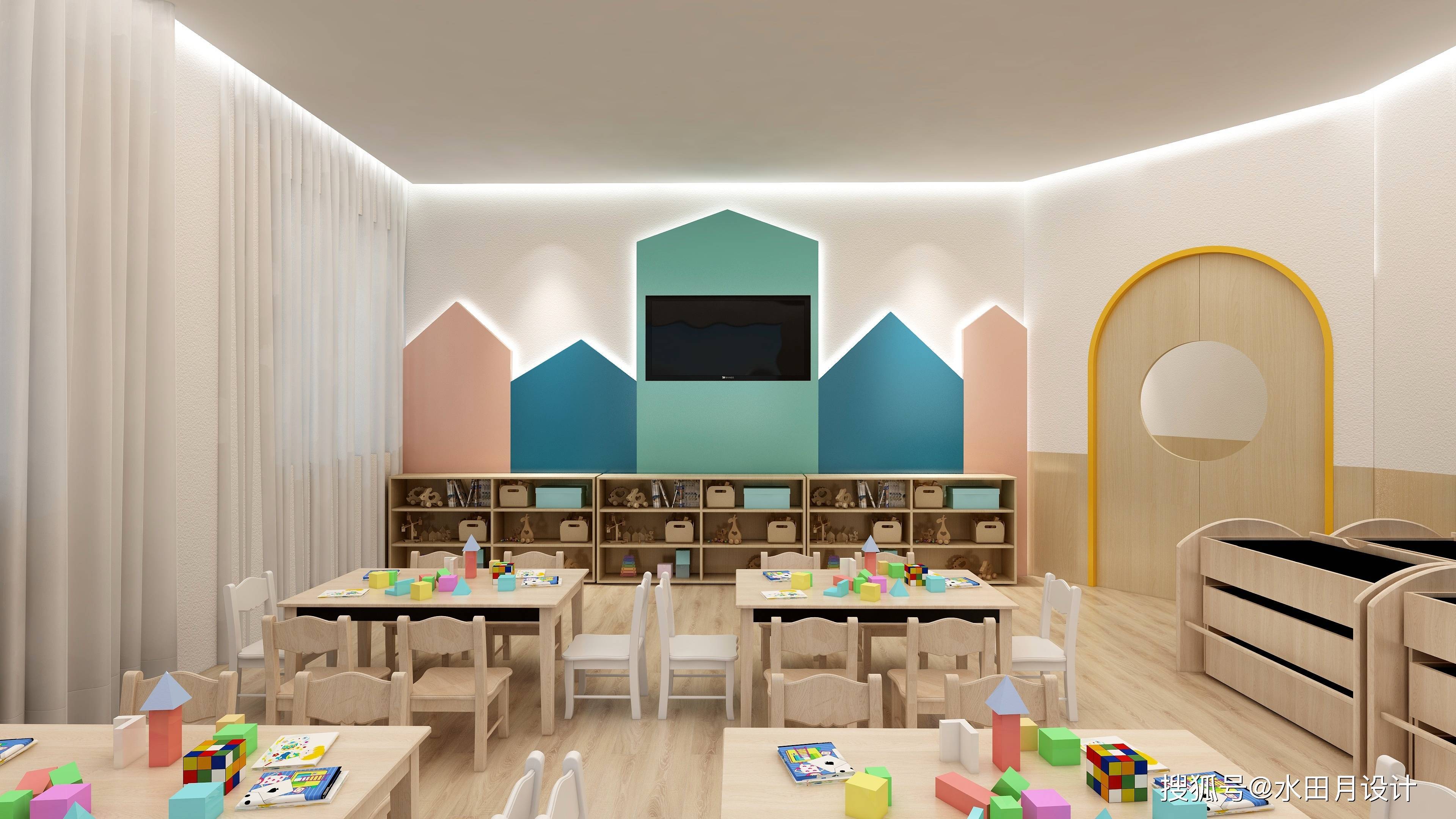 现代简约温馨原木风儿童教育机构设计_购物_中心_教室