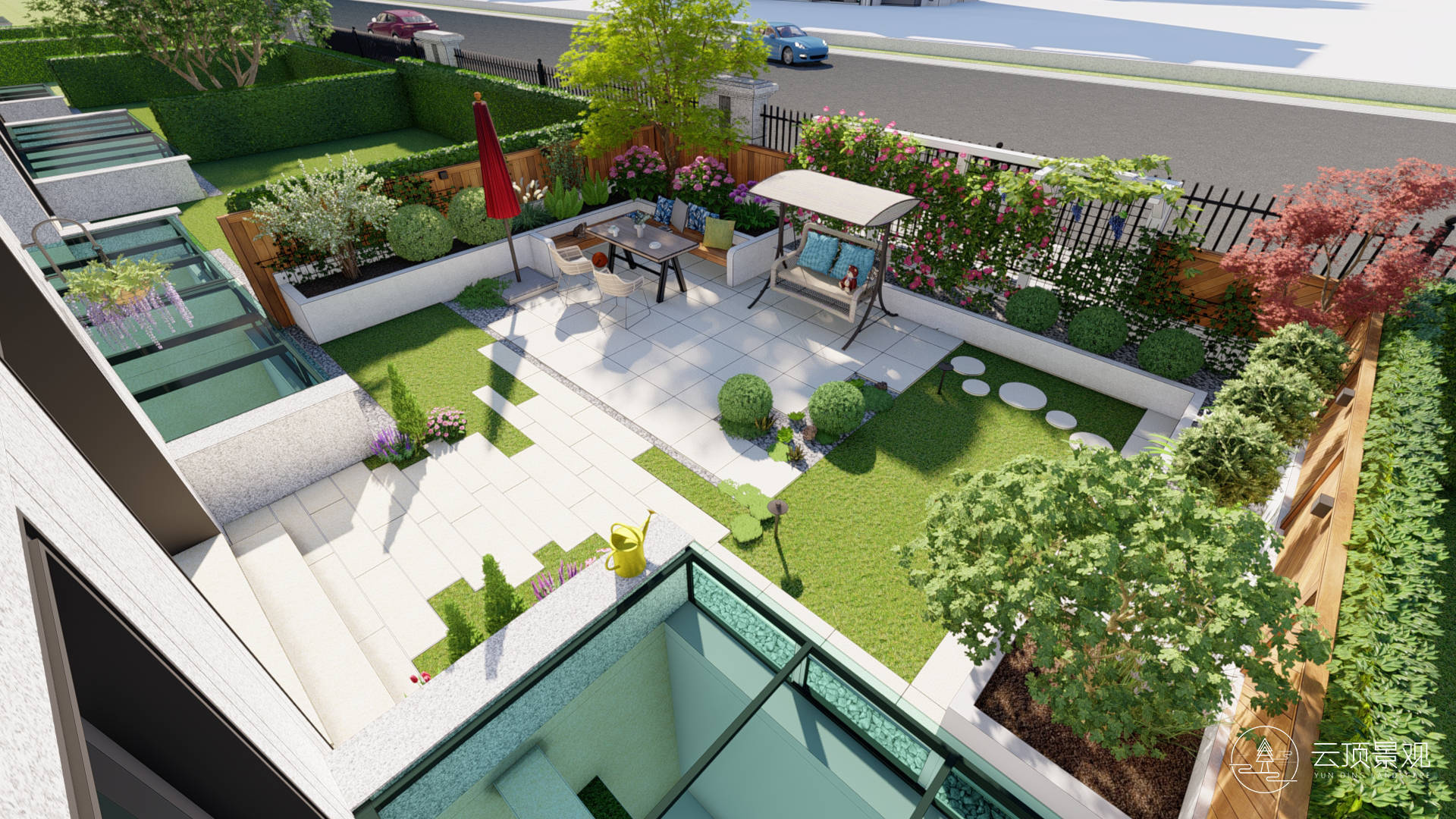 花园设计|现代风格庭院,夏日里的一份清凉_杭州_景观_yunding