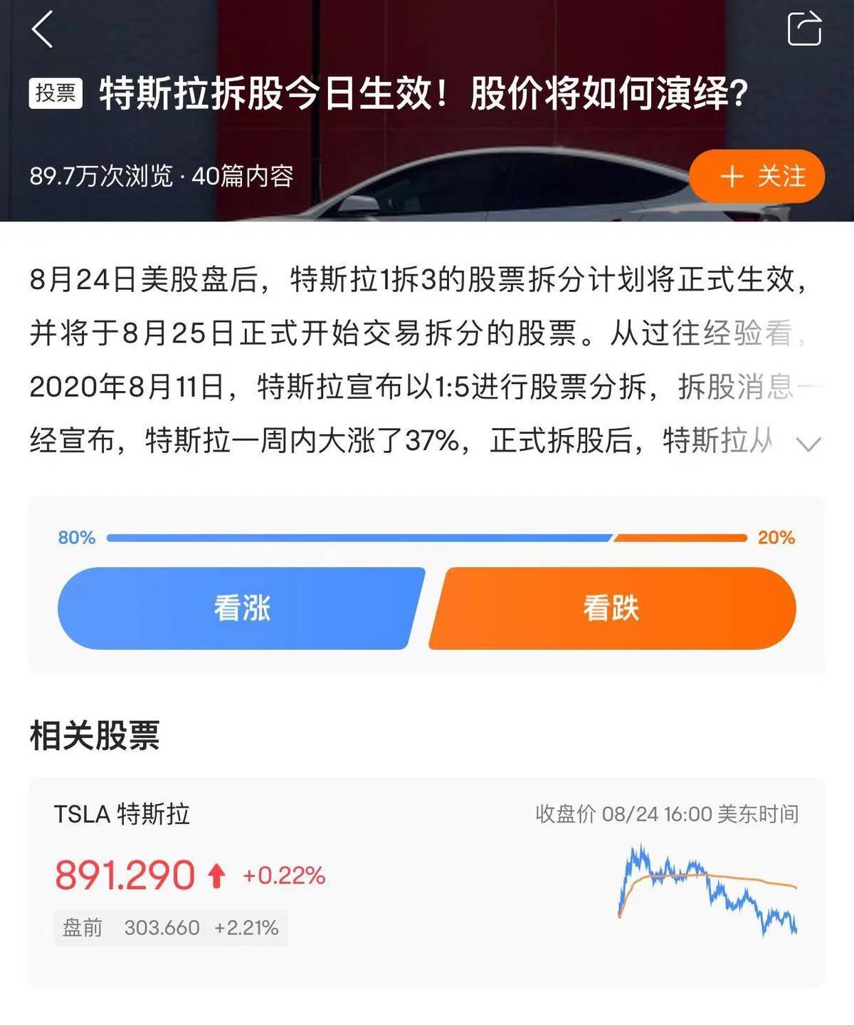 股民要笑了，拆股正式生效，特斯拉股价又要狂飙_搜狐网