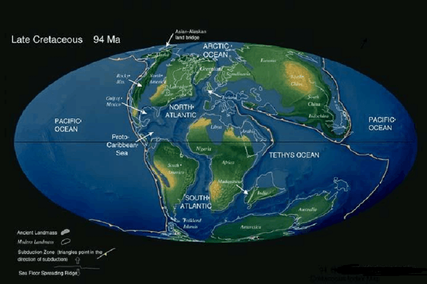 白垩纪地球地图图片