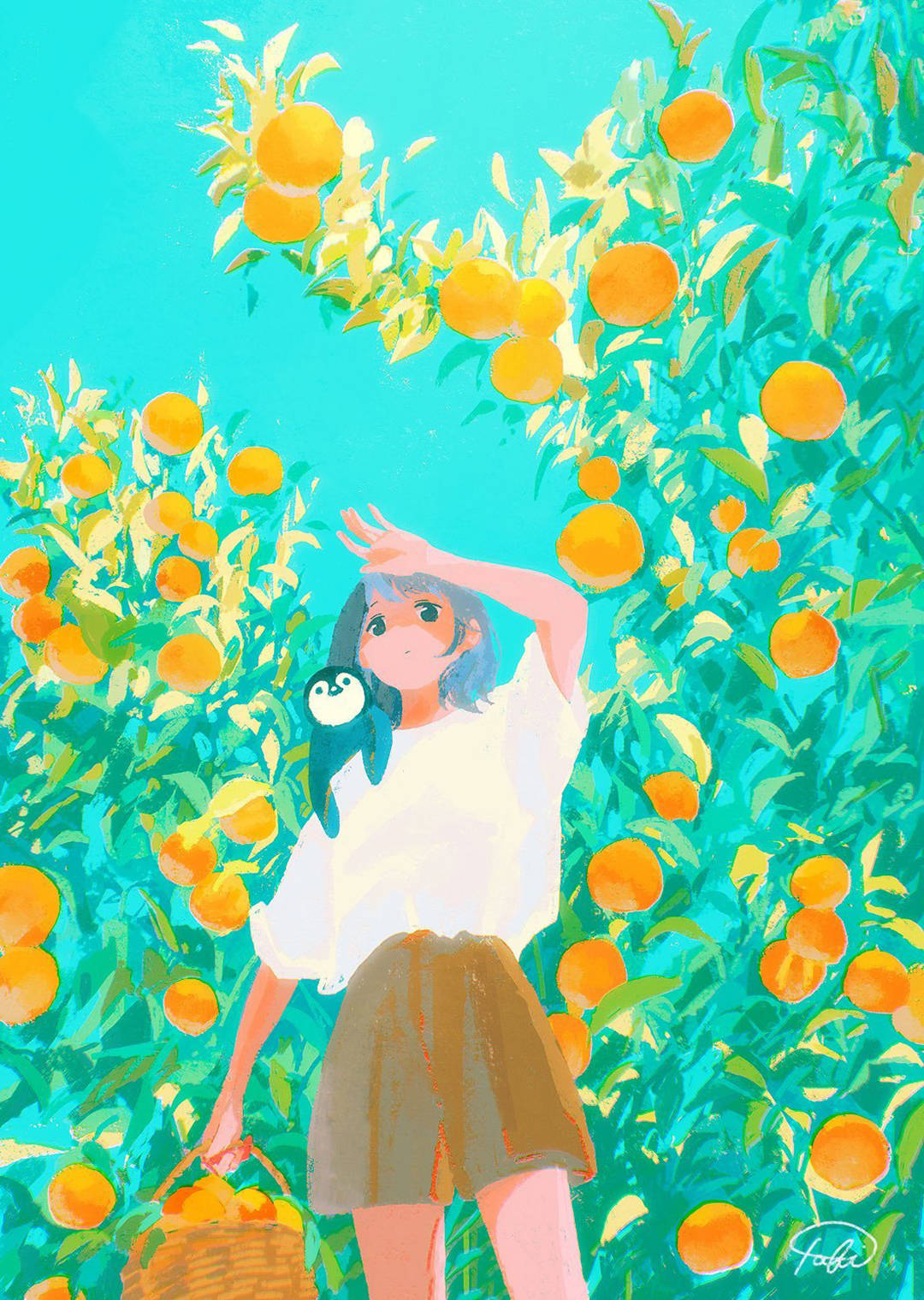 色彩明媚且舒适的二次元少女插画,整个画面都充满意境感_作品_tabi