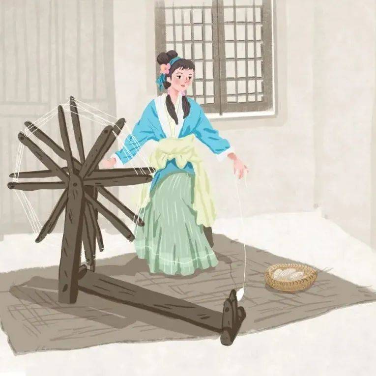 织布人_织女_纺织_外婆
