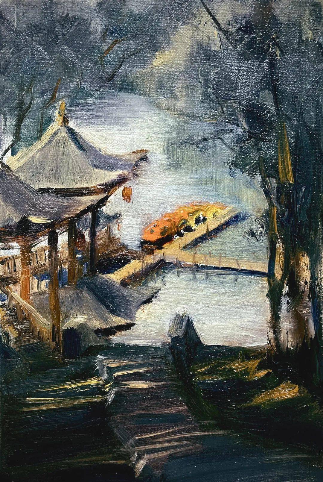 画家笔下的定南印象_美山_石桥_黄砂