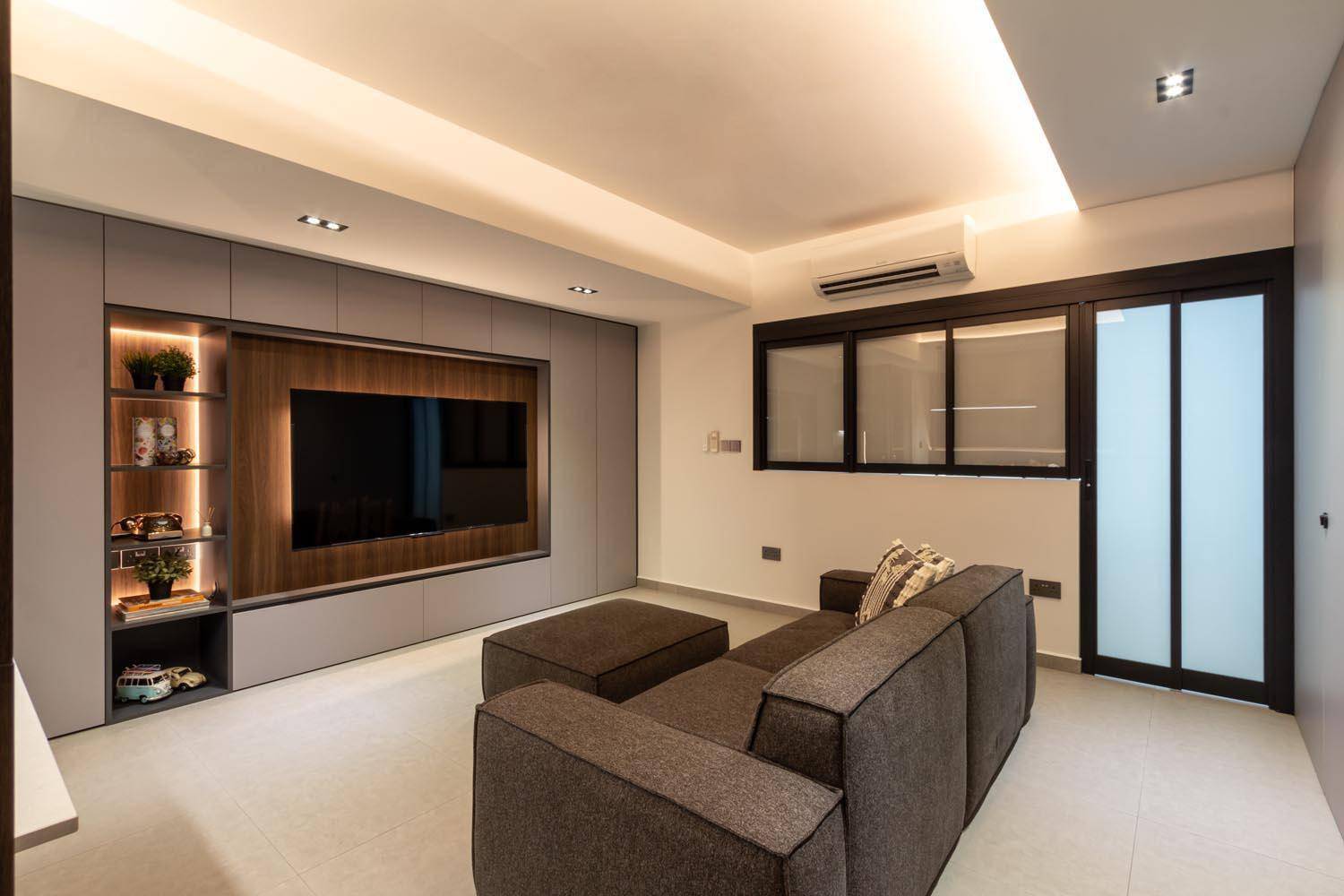 方形顶搭配无主灯客厅层高受限,不想做大面积吊顶可以选择方形吊顶