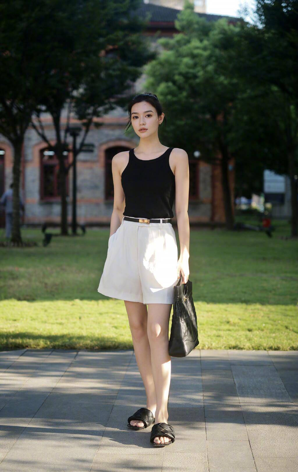 热裤 平底鞋,小个子女生这样穿,时髦,洋气还显腿长,值得借鉴