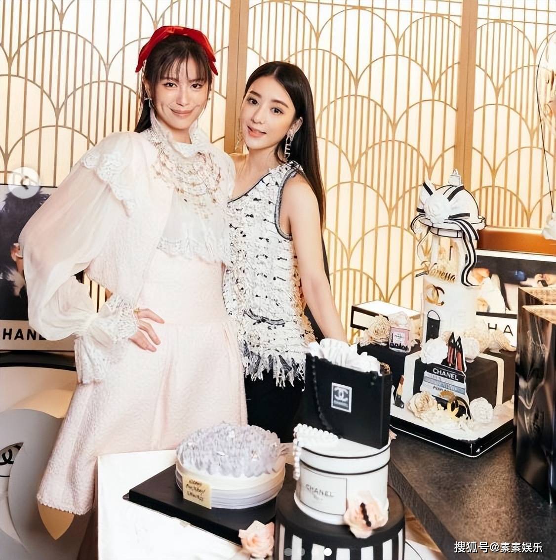 方媛参加名媛姐妹生日派对:稳坐c位气质好,和奢华蛋糕开心合影_郭富城