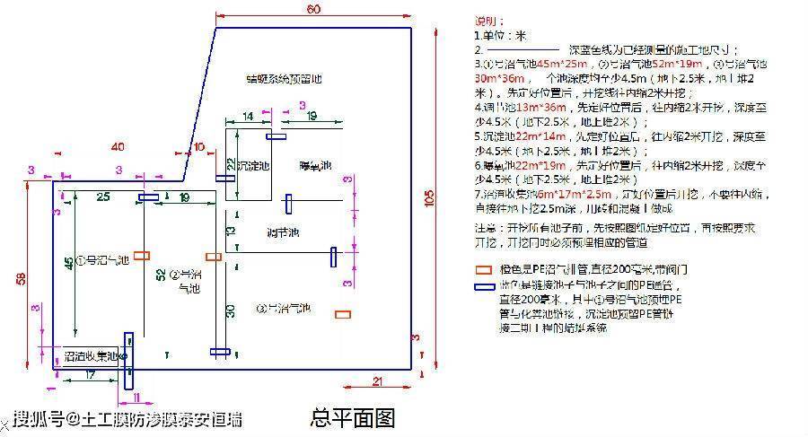 hdpe防渗膜作为底膜和盖膜建造的黑膜沼气池设计方案及图纸