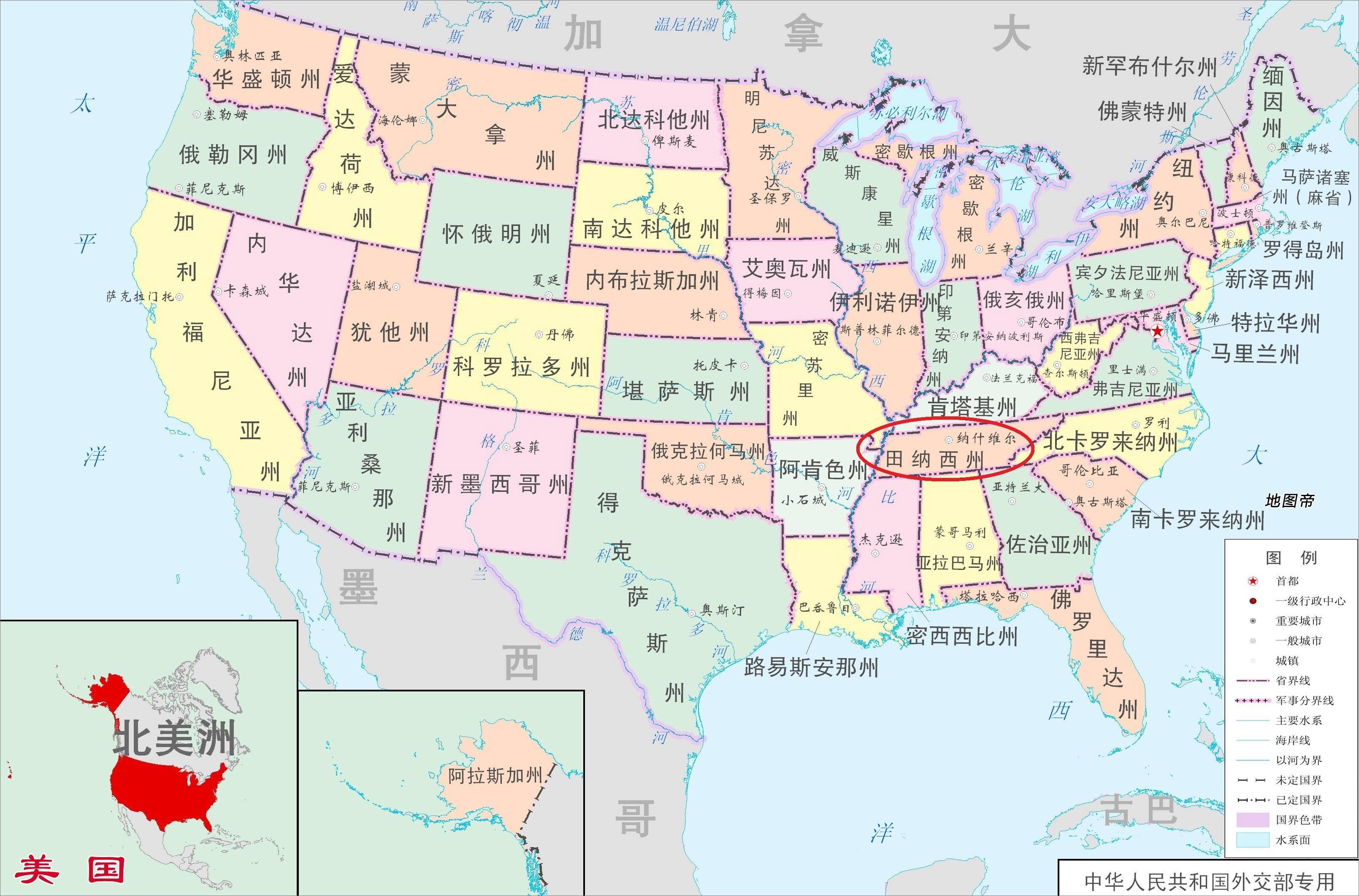 田纳西州行政区划图片