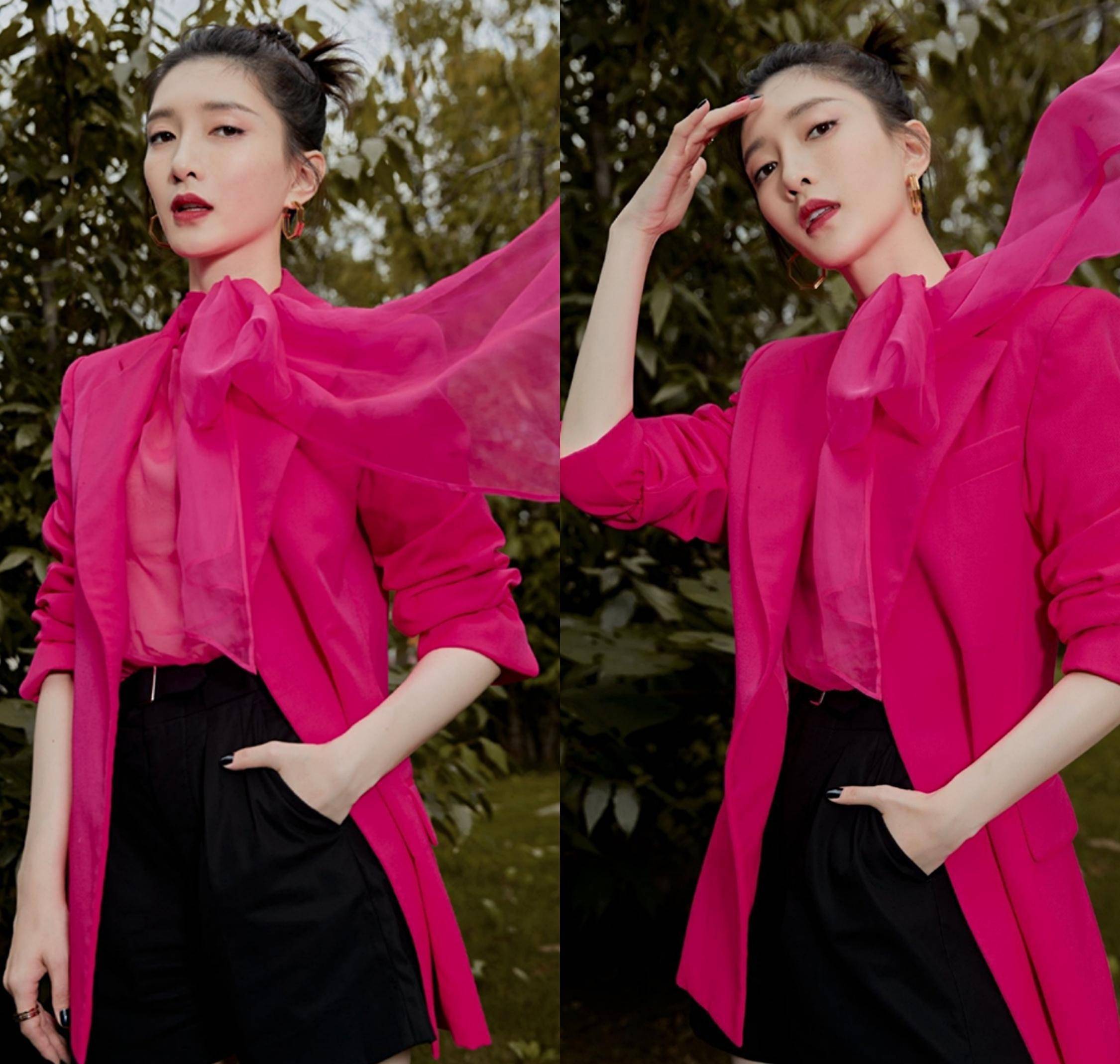 挑人的玫红色被江疏影完美驾驭,三十岁的姐姐,果然是气质不凡_造型