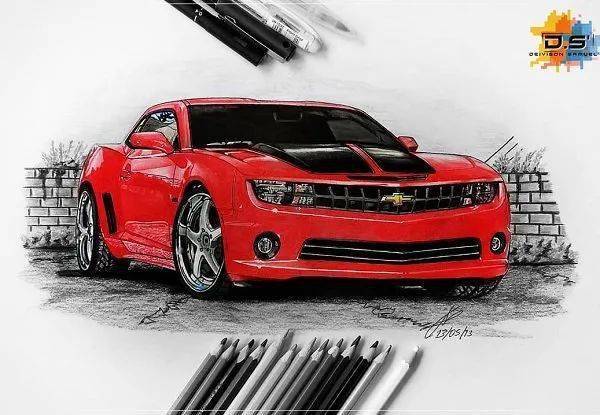 彩铅大神笔下超级逼真的汽车!牛了