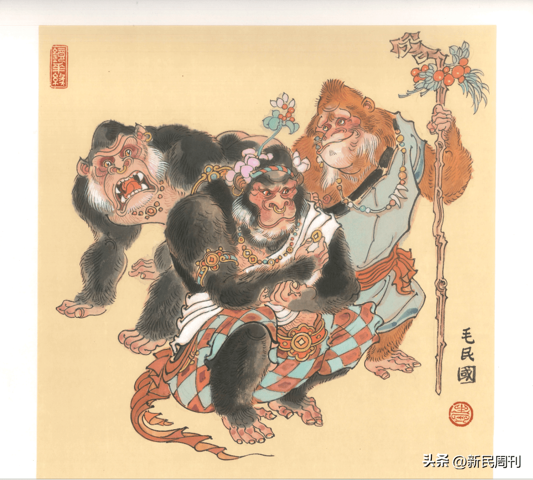 毛民国毛民国的人都长着一身长毛,他们的长相原本正常,因为过于吝啬