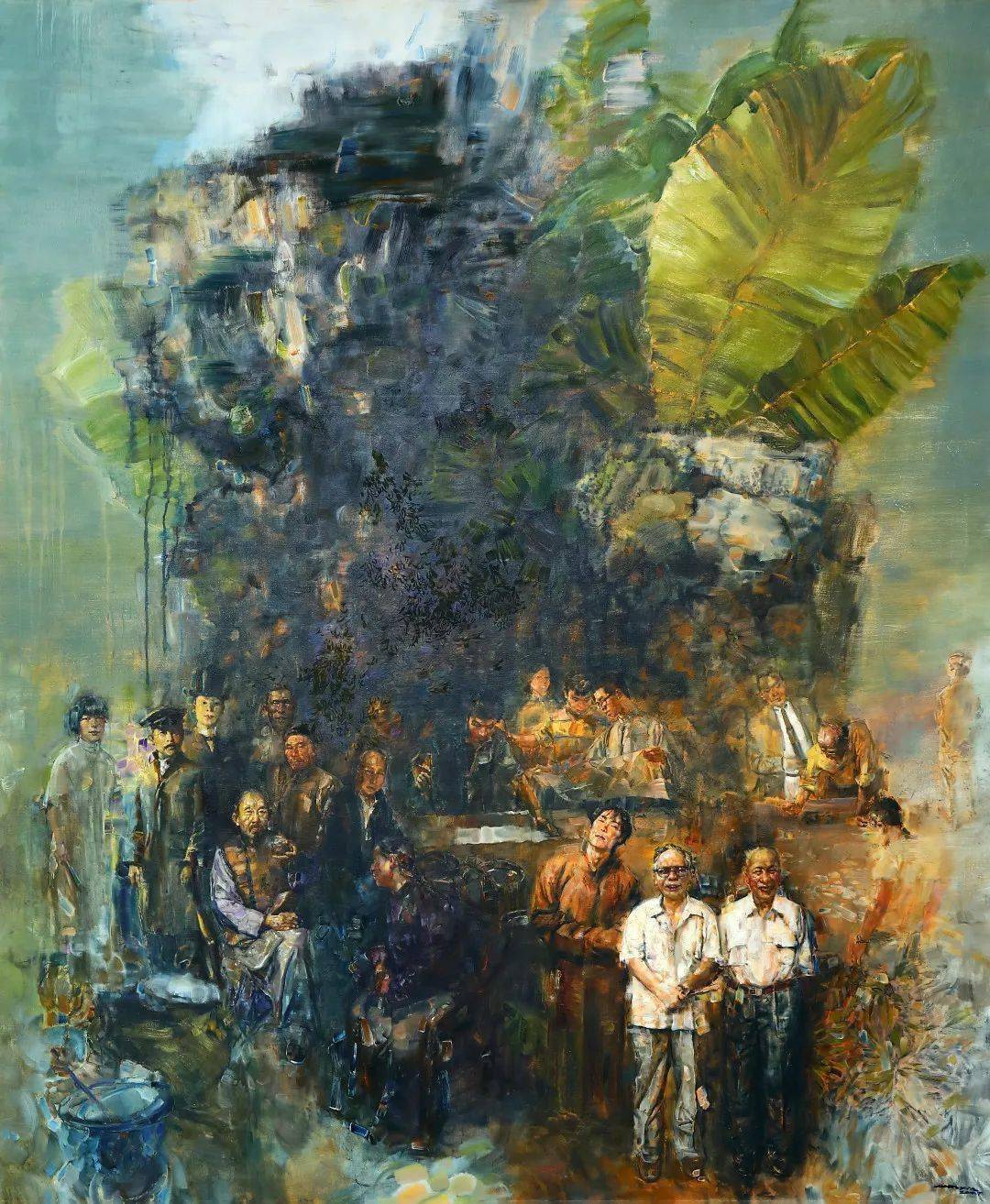 朱建亮138*56cm 中国画《早潮》 吴绍伟 38*46cm油画《淡彩暗香》 罗
