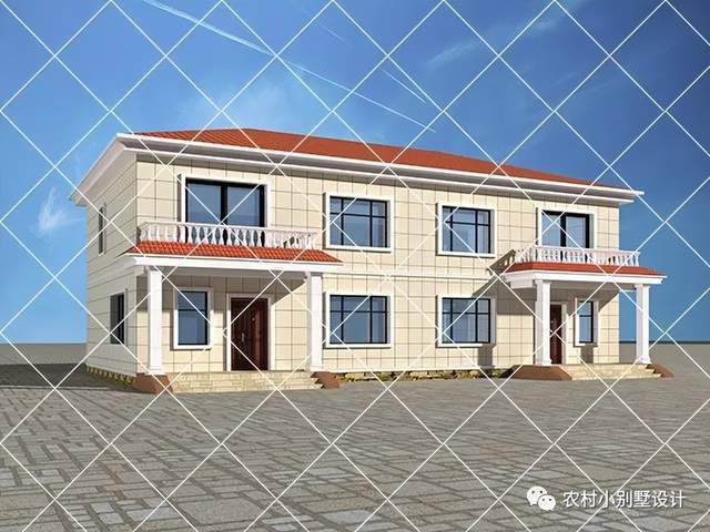 农村自建的二层双拼别墅设计图 20款农村兄弟双拼二层小户型别墅_宅基