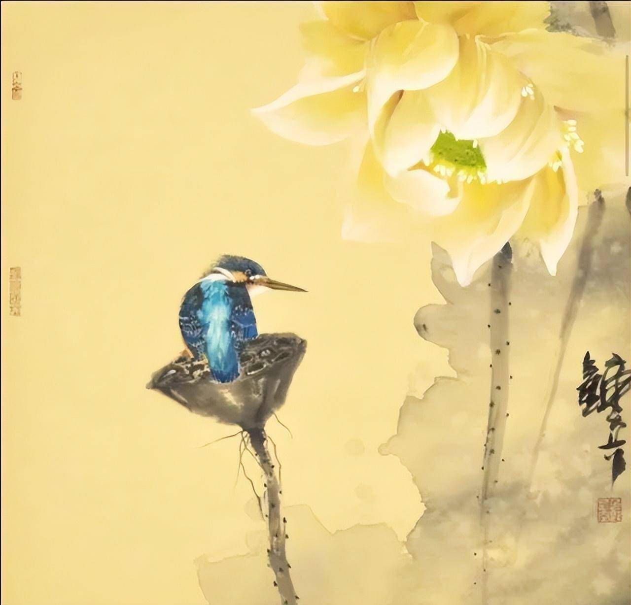 格调清雅|钟真 绝美水墨荷花小鸟