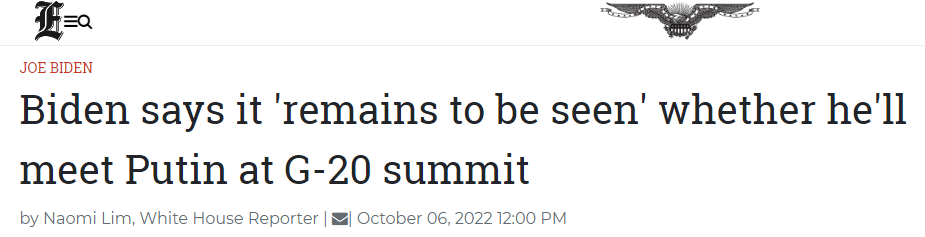 被问是否会在G20峰会期间与普京会面，拜登：还有待观察