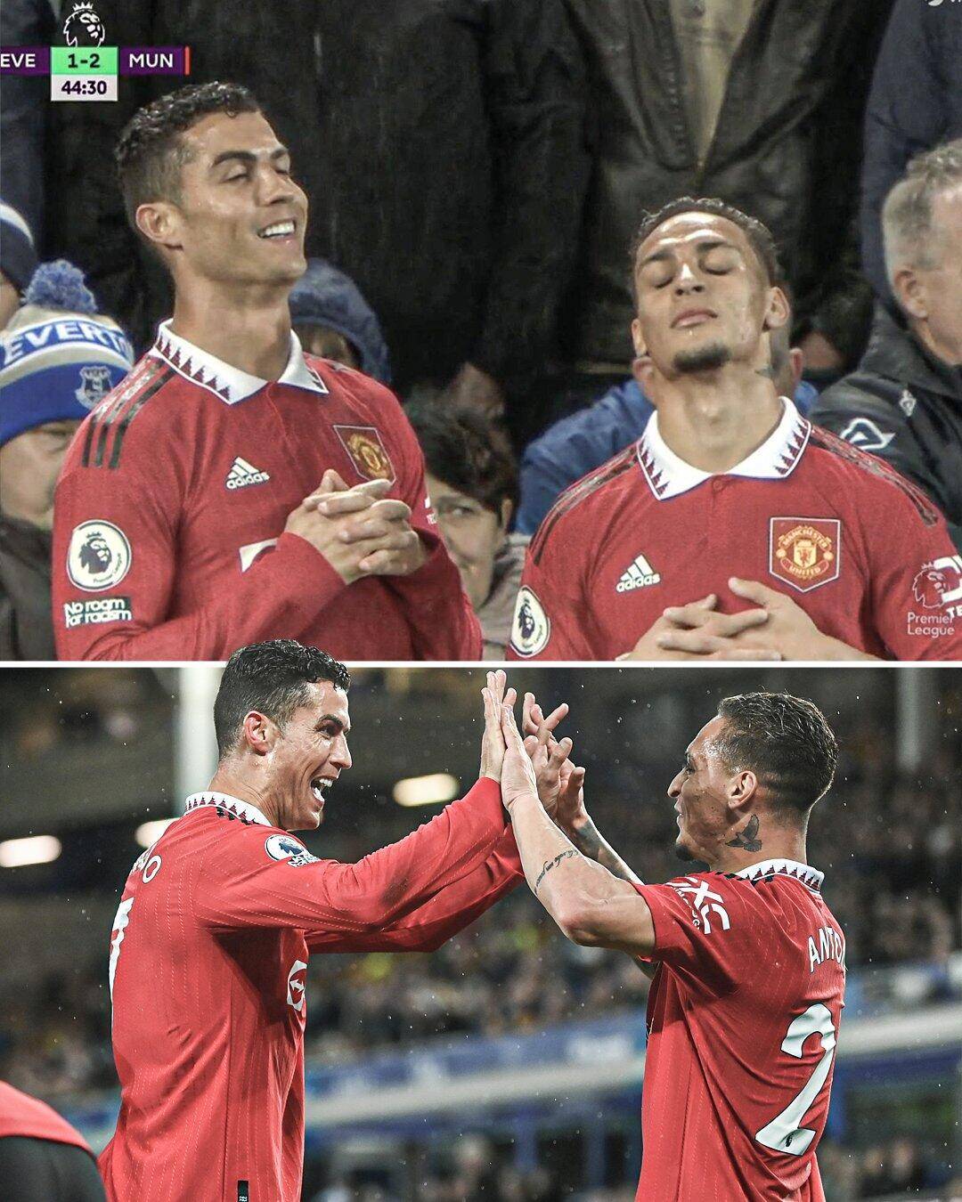 c罗和安东尼玩起"冥想式"庆祝_比赛_埃弗顿_对阵