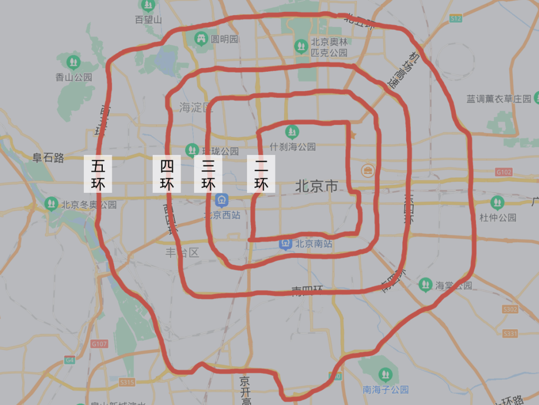 北京各环地图位置图片