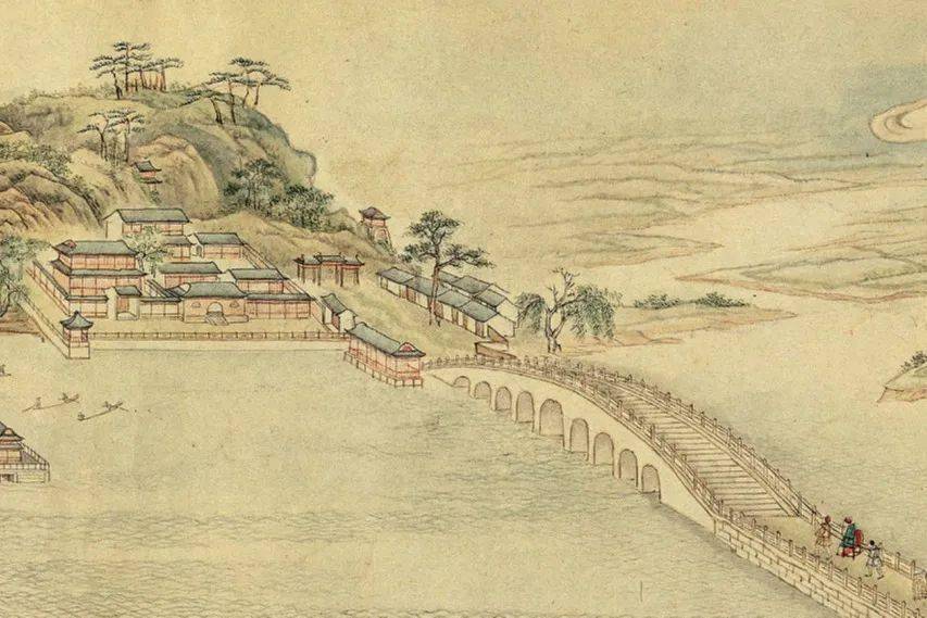 左:《姑苏繁华图》中的山塘桥右:《姑苏繁华图》中的九孔拱桥,根据